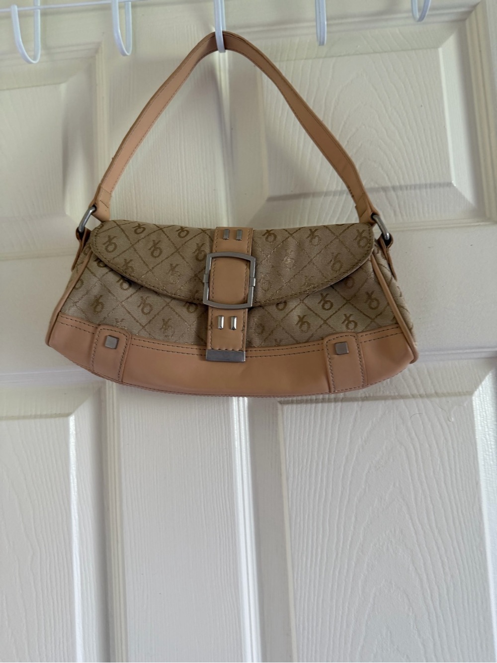 XOXO Beige Monogram Hobo with Buckle Accent